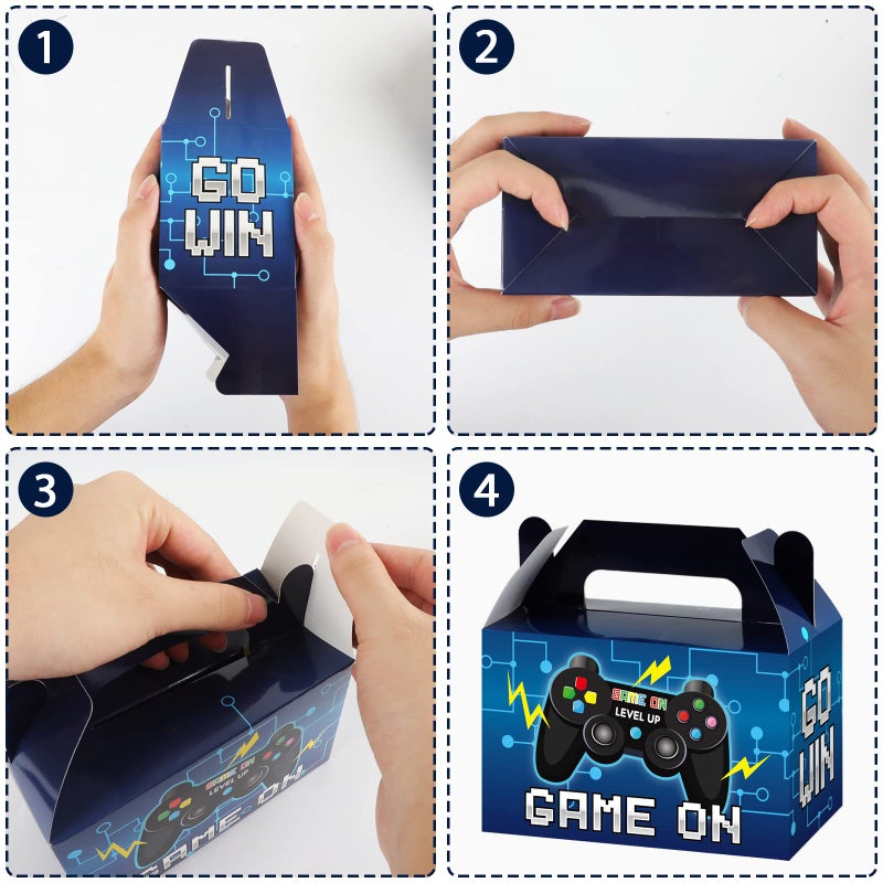 Tevxj 12 Pcs Video Game Bags Gamer Party Favors Treat Gift Boxes Gamer Candy Bags Gaming Party Favors Goody Boxes for Kids Boys Video Game Birthday Decorations Supplies 6 x 3 x 3.5 Inchesï¼ˆBlueï¼‰ - Image 5