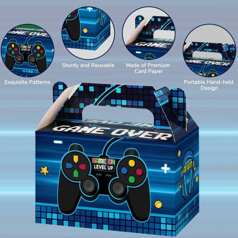 Tevxj 12 Pcs Video Game Bags Gamer Party Favors Treat Gift Boxes Gamer Candy Bags Gaming Party Favors Goody Boxes for Kids Boys Video Game Birthday Decorations Supplies 6 x 3 x 3.5 Inchesï¼ˆBlueï¼‰ - Image 4