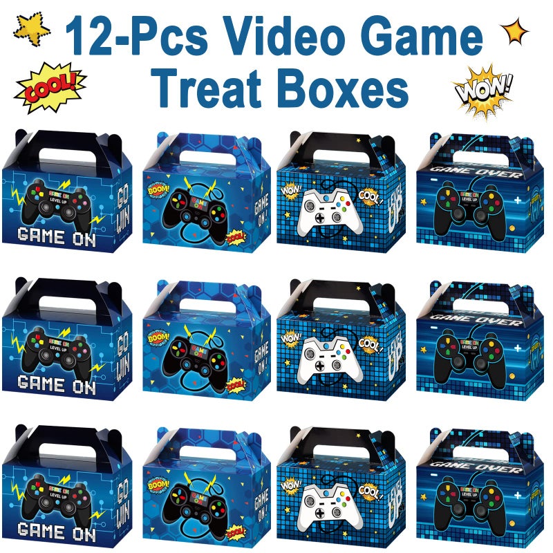 Tevxj 12 Pcs Video Game Bags Gamer Party Favors Treat Gift Boxes Gamer Candy Bags Gaming Party Favors Goody Boxes for Kids Boys Video Game Birthday Decorations Supplies 6 x 3 x 3.5 Inchesï¼ˆBlueï¼‰ - Image 3