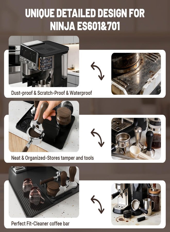 Wovelli 4-in-1 Coffee Maker Mat for Ninja Luxe Cafe Machine ES601 & ES701, Silicone Top Mat + Coffee Bar Mat + Espresso Tamping Mat + Tamping Base -Waterproof Bar Accessories - Image 3