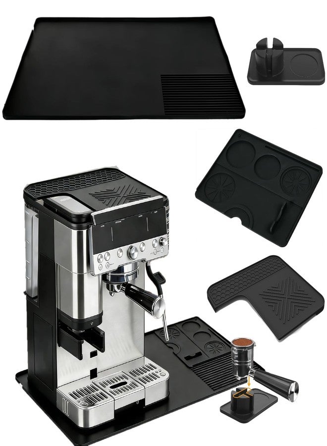Wovelli 4-in-1 Coffee Maker Mat for Ninja Luxe Cafe Machine ES601 & ES701, Silicone Top Mat + Coffee Bar Mat + Espresso Tamping Mat + Tamping Base -Waterproof Bar Accessories - Image 1