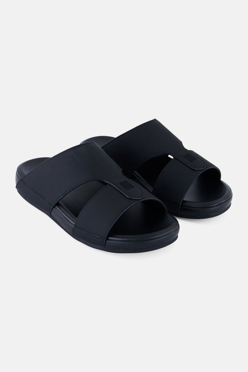 Algspar Men 2 Strap Slip On Arabic Sandals, Black  - Image 1