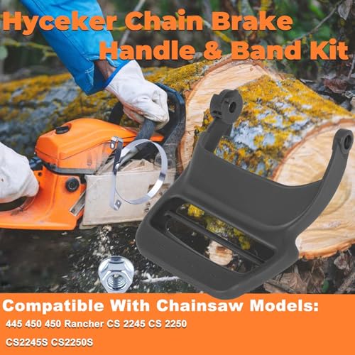 Hyceker 450 Chain Brake Handle Band Kit for Husqvarna 445 445E 450 Rancher Jonsered CS2245 CS2250 Chainsaws Husky 445 450 Brake Handle Hand Guard Lever Safety Front Handle Parts 505422701 544082601 - Image 3