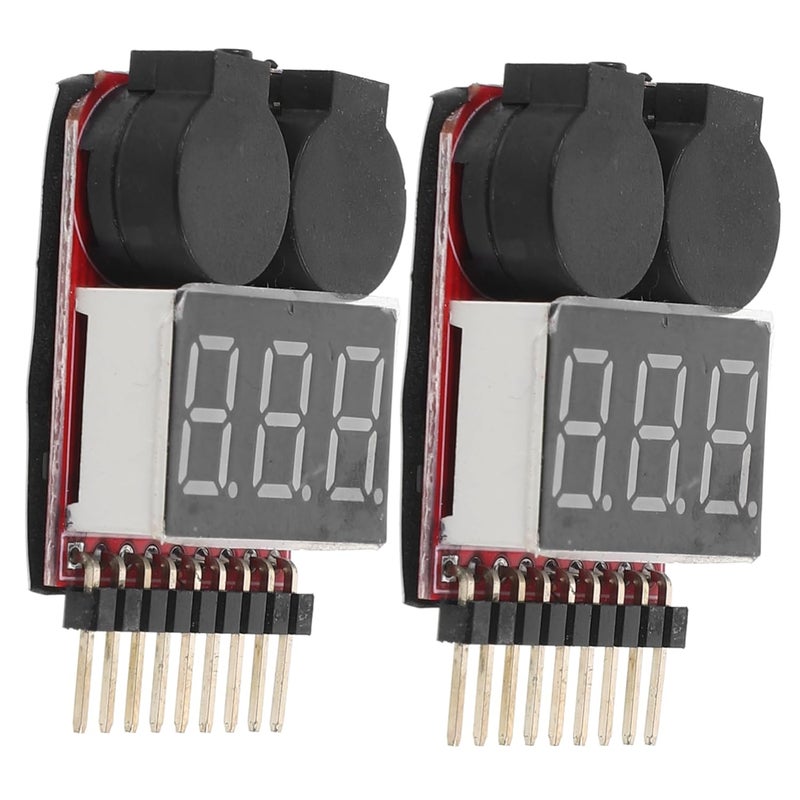 2Pcs Lipo Battery Voltage Tester Monitor Alarm Portable Compact Design for Easy Storage - Image 2