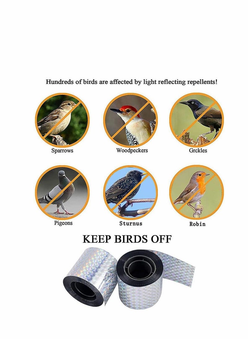 Excefore Bird Repellent Deterrent Reflective Scare Tape, Double Sided Bird Repellent Tape for Home, Garden and Farm, 80m x 2.4cm - Image 5