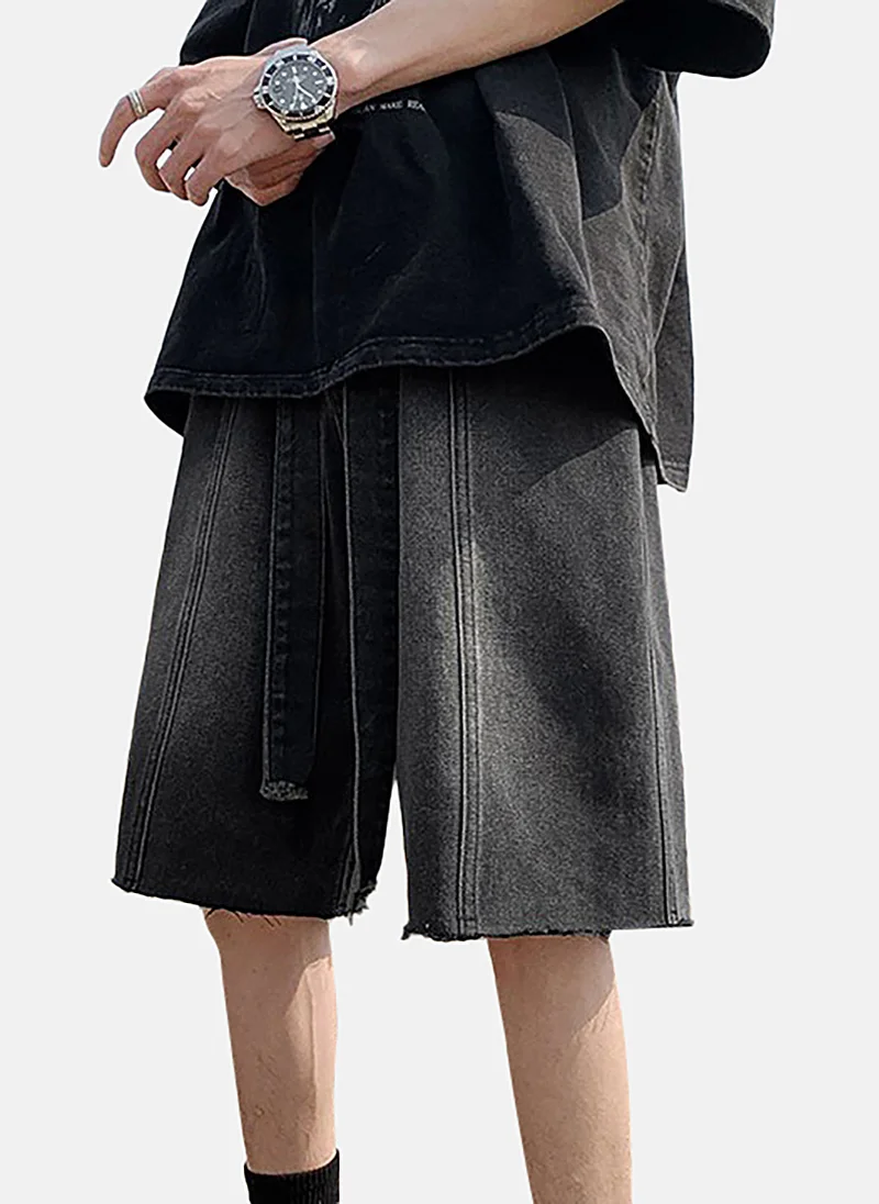 YUNIQEE Black Mid Rise Soild Relaxed Fit Shorts
