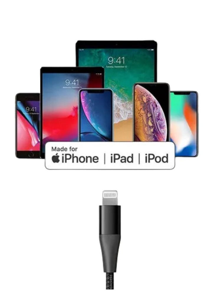 MOXOM USB to Lightning Charging Cable Nylon Braided High-Density Quick Charge Compatible for iPhone 13 12 11 Pro Max Mini XS X 8 7 6 5 SE iPad  - Image 4