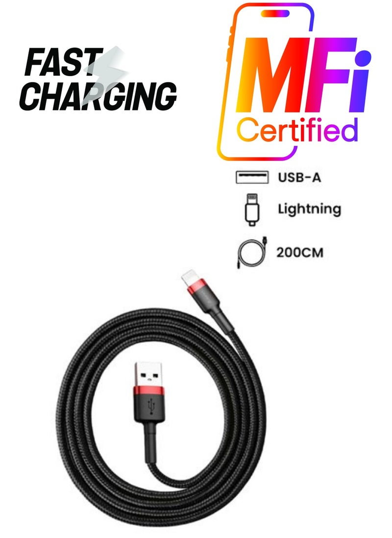 MOXOM USB to Lightning Charging Cable Nylon Braided High-Density Quick Charge Compatible for iPhone 13 12 11 Pro Max Mini XS X 8 7 6 5 SE iPad  - Image 1