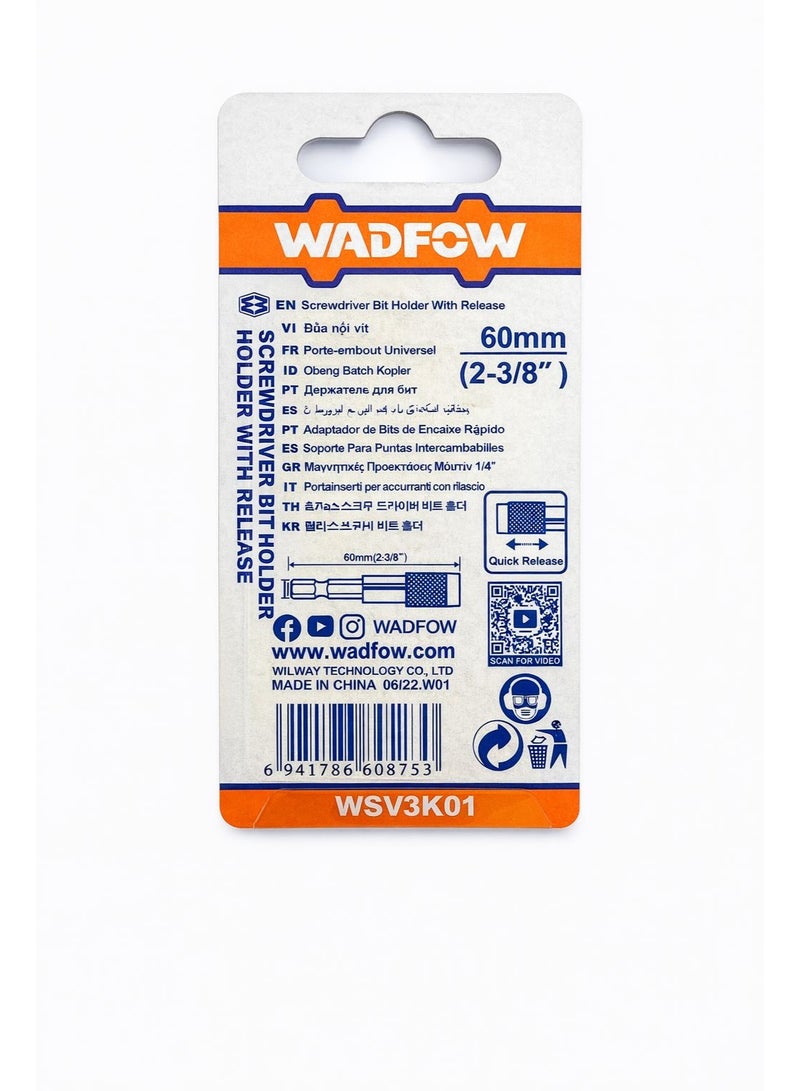 WADFOW Magnetic Quick Release Screwdriver Bit Holder 60mm 1/4” HEX (2 PCS) – Heavy Duty Bit Adapter - Image 3