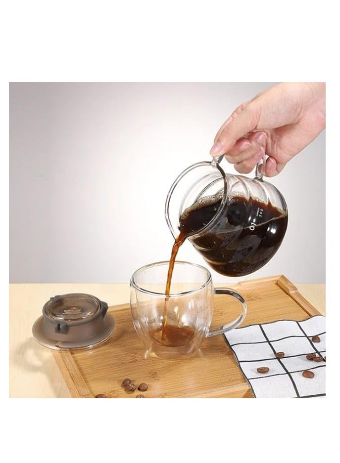 Liying Clear Glass Range Coffee Server (300ML) Carafe with Lid for Pour Over Tea & Coffee Maker, Heat Resistant Glass…  - Image 3