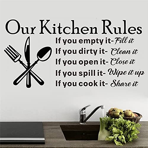 thovorrnl Kitchen Wall Stickers, Our Kitchen Rules Wall Decals, Removable Wall Decor Art DIY Knife Fork Spoon Quotes Stickers Mural for Dinner Room Livingroom Window Home Decoration Wallpaper - Image 1