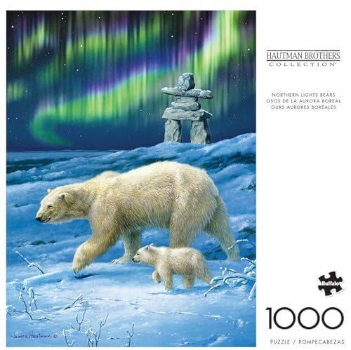 Buffalo Games Northern Lights Bears Hautman Brothers 1000 Piece Winter Jigsaw Puzzle Seasonal Puzzles for Adults PrecisionCut Pieces Holiday Artwork and Hours of Relaxing Fun - Image 5