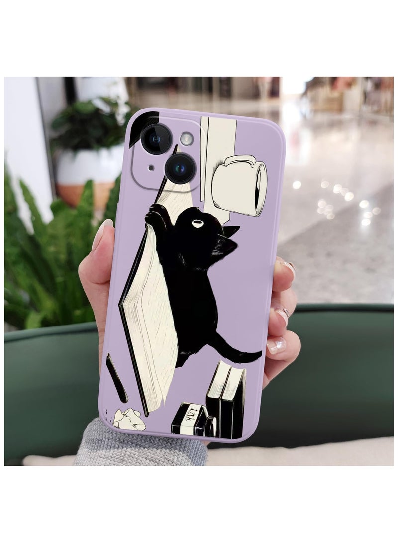 For iPhone 14 Case Flower Creativity Pattern Design Soft Silicone Slim Shockproof Phone Cover for iPhone 14, 6.1 inch-Cat Purple - Image 5