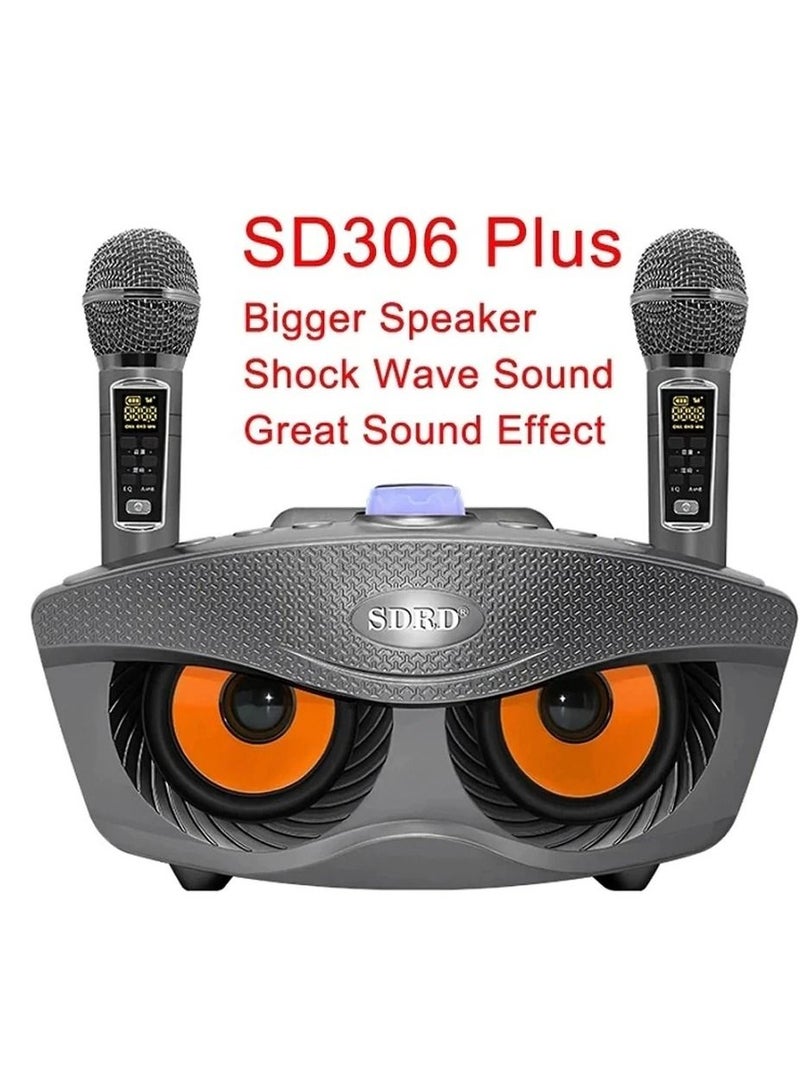 SDRD Portable Speaker Player Radio With Bluetooth Family KTV Speaker With 2 Wireless Microphones 30w-Grey - Image 3