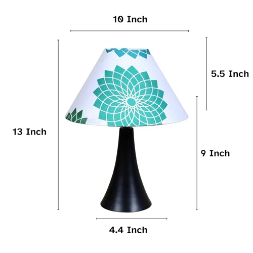tu casa Classic Black Metal Base Bedside Table Lamp with Dahlia Floral Print Satin Shade for Home Decoration Bedroom Living Room Lounge Office Festival Decor & Gifting Study Table H - 13" / No Blub - Image 3