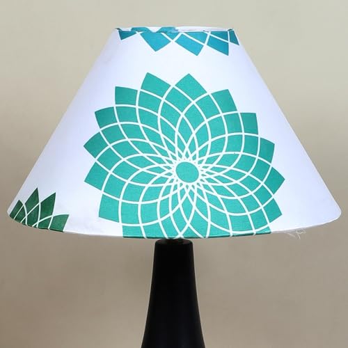tu casa Classic Black Metal Base Bedside Table Lamp with Dahlia Floral Print Satin Shade for Home Decoration Bedroom Living Room Lounge Office Festival Decor & Gifting Study Table H - 13" / No Blub - Image 4