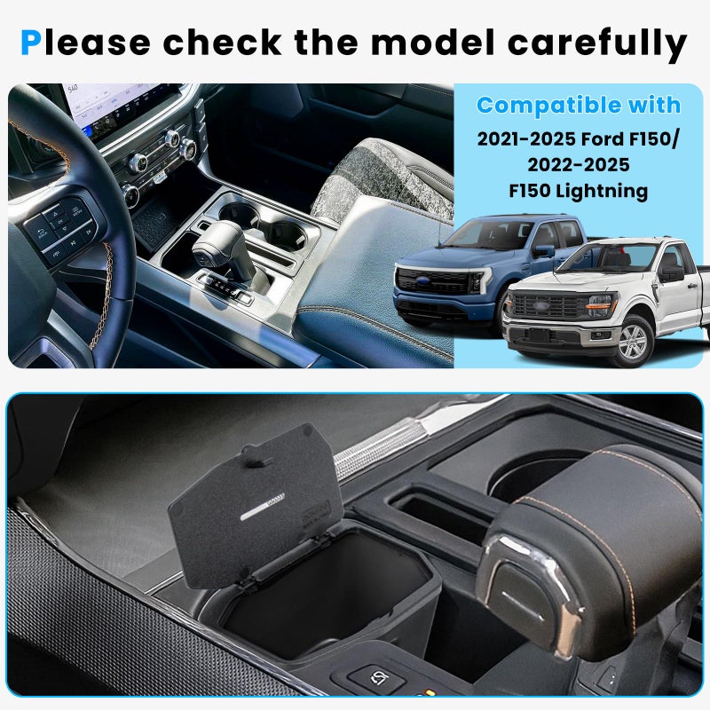 Neepiar Center Console Coin Holder Organizer Compatible with 2021-2025 2026 Ford F150 / 2022-2026 F150 Lightning Coin Storage Box Insert Secondary Box Interior Accessories - Image 2