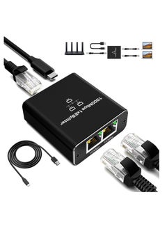 Generic 1000Mbps LAN Splitter 1 to 2 Ethernet Port 2 Gigabit RJ45 Ports with Type C Power Cable for PC Hub Router Set-Top Box  - Image 1