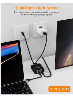 Generic 1000Mbps LAN Splitter 1 to 2 Ethernet Port 2 Gigabit RJ45 Ports with Type C Power Cable for PC Hub Router Set-Top Box  - Image 5