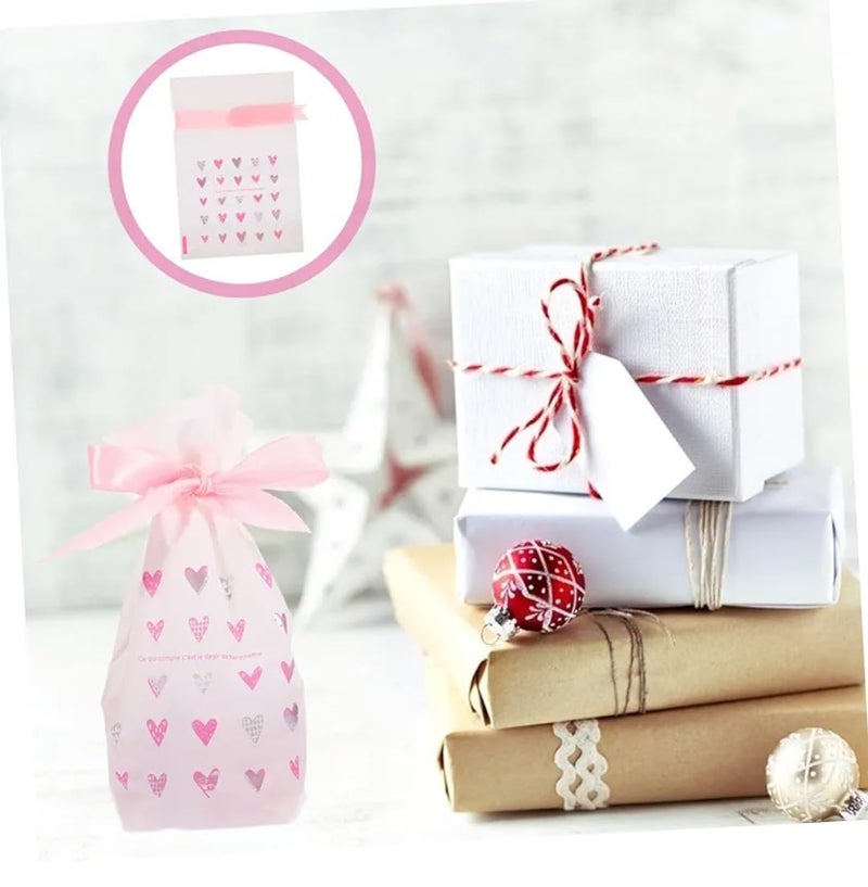 VRB Dec 20Pcs Return Gift Bags - Potli Bags, Return Gift Bags for Kids Birthday - Gift Packing Bags - Goodie Bag for Return gifts - goodie bags - gift pouches for return gifts - guddy bags for return gifts (20Pcs Heart Ribbon Bag) - Image 5
