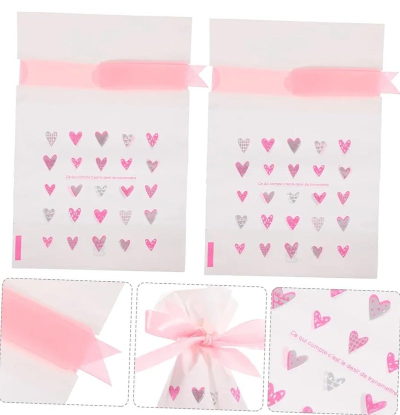 VRB Dec 20Pcs Return Gift Bags - Potli Bags, Return Gift Bags for Kids Birthday - Gift Packing Bags - Goodie Bag for Return gifts - goodie bags - gift pouches for return gifts - guddy bags for return gifts (20Pcs Heart Ribbon Bag) - Image 4