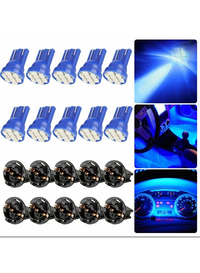 Generic 10pcs/set Car Instrument Lamp Light Bulbs T10 4SMD 1210 LED Wedge Dashboard Gauge Cluster Light Bulb Blue LED Light Car Light  - Image 1