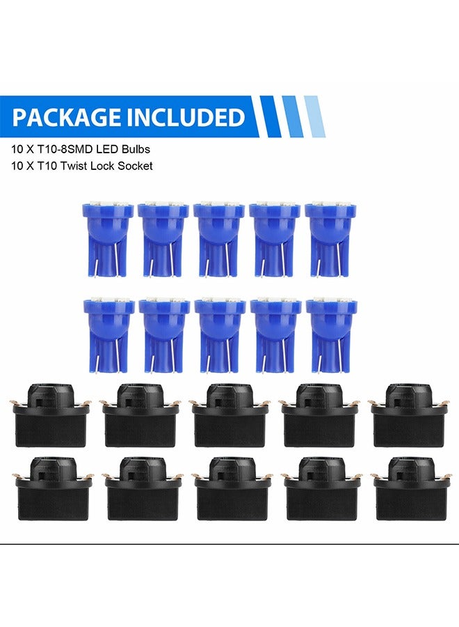 Generic 10pcs/set Car Instrument Lamp Light Bulbs T10 4SMD 1210 LED Wedge Dashboard Gauge Cluster Light Bulb Blue LED Light Car Light  - Image 5
