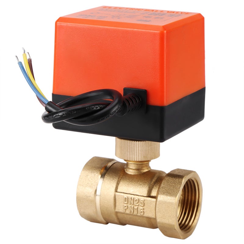 Electric Ball Valve DN25 Brass 2 Way 3-Wire 90 Degree Rotation - Energy Saving Long Life Design for Water Systems - Image 1