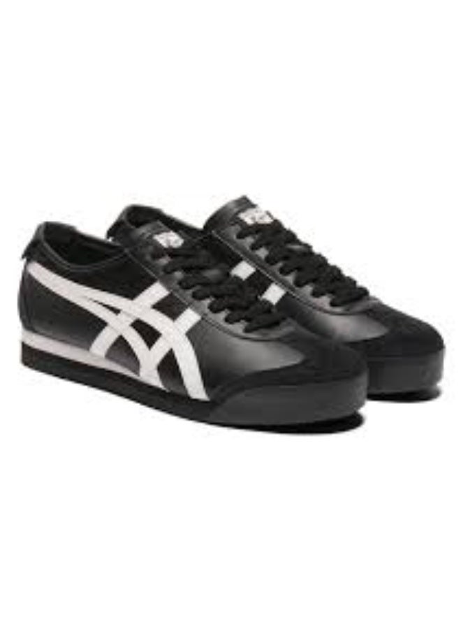 Onitsuka Tiger أونيتيكا تايجر مكسيكو 66 أسود مع خطوط بيضاء مسطحة - Image 3