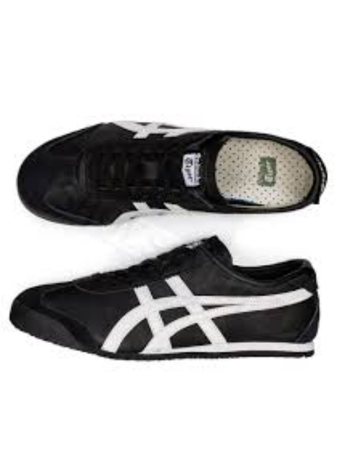 Onitsuka Tiger أونيتيكا تايجر مكسيكو 66 أسود مع خطوط بيضاء مسطحة - Image 2