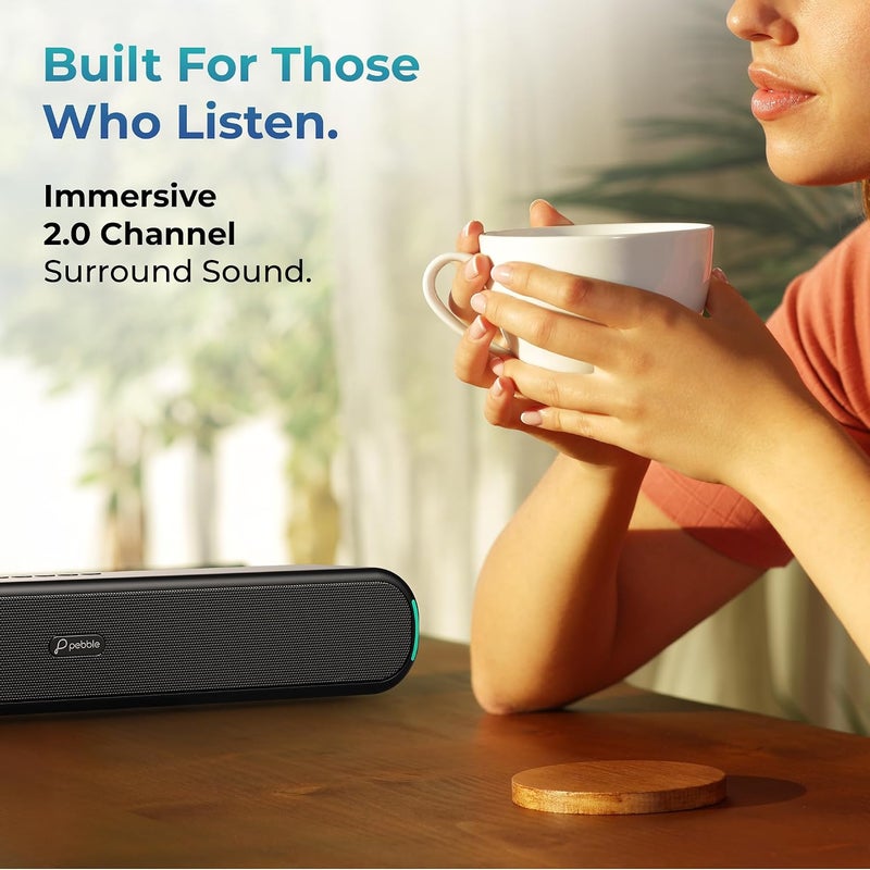 Pebble Glide 16 Bluetooth Speaker, 16W Deep Bass, TWS Pairing, 2.0 Surround Sound, Bluetooth 5.3, Black - Image 3