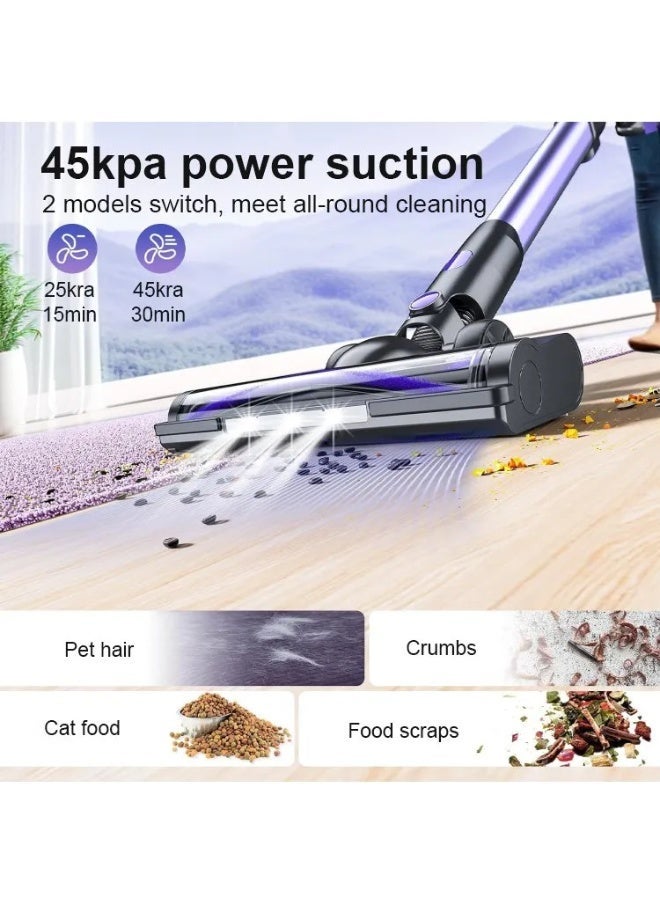 RUIYADA  Cordless Wet & Dry Vacuum Cleaner 3-in-1 Wash and Vacuum with LED Light, Foldable Tube, Self-Cleaning Water Tank, Sofa Brush, Dust Mite Brush, 2-in-1 Crevice & Blowing Tool, Powerful Home Floor Cleaner (Purple) - Image 5