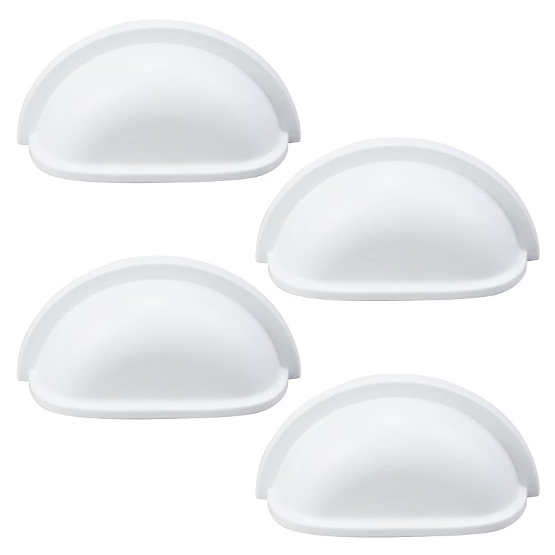 Pastlla 4pcs 3 77mm Hole Center White Decorative Cabinet Cup Drawer Pull Handles Vintage Zinc Alloy