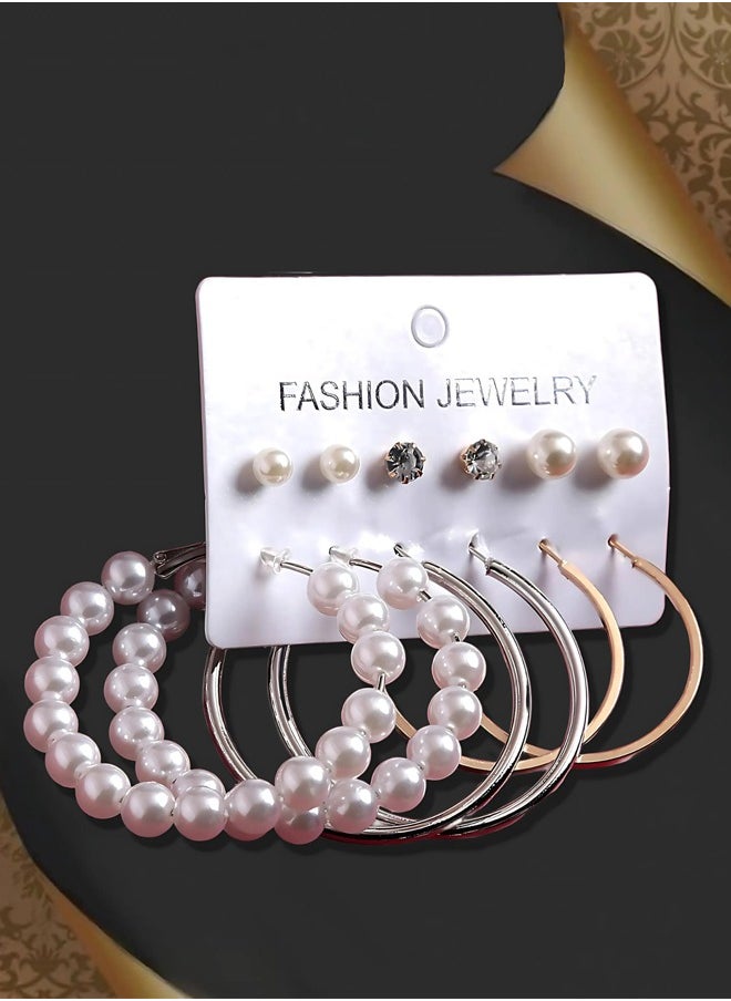 Just Peachy Just Peachy Pack of 6 Earrings, Gold-Toned, Silver-Toned, and Plated Styles, Elegant and Versatile Jewelry Set, Lightweight, Hypoallergenic, and Ideal for Any Occasion - Stylish Accessory Collection  - Image 3