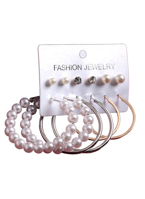 Just Peachy Pack of 6 Earrings, Gold-Toned, Silver-Toned, and Plated Styles, Elegant and Versatile Jewelry Set, Lightweight, Hypoallergenic, and Ideal for Any Occasion - Stylish Accessory Collection