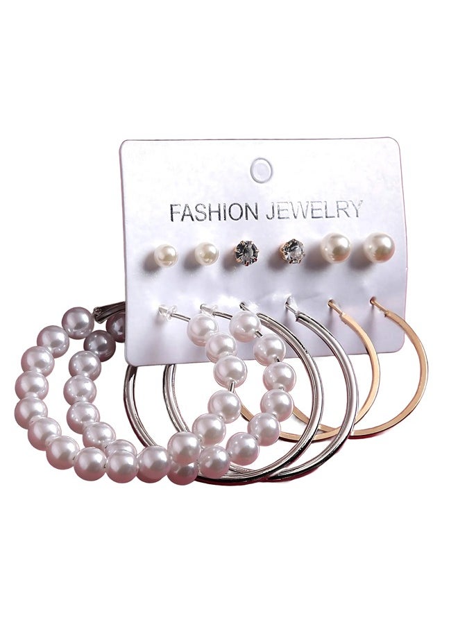 Just Peachy Just Peachy Pack of 6 Earrings, Gold-Toned, Silver-Toned, and Plated Styles, Elegant and Versatile Jewelry Set, Lightweight, Hypoallergenic, and Ideal for Any Occasion - Stylish Accessory Collection  - Image 1