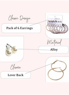 Just Peachy Just Peachy Pack of 6 Earrings, Gold-Toned, Silver-Toned, and Plated Styles, Elegant and Versatile Jewelry Set, Lightweight, Hypoallergenic, and Ideal for Any Occasion - Stylish Accessory Collection  - Image 4