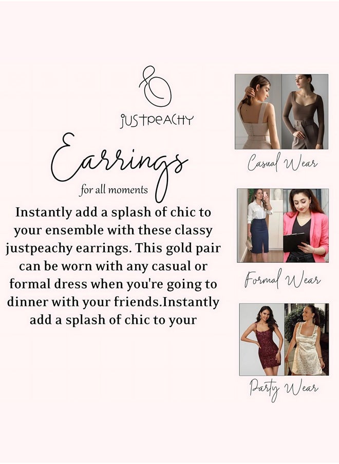 Just Peachy Just Peachy Pack of 6 Earrings, Gold-Toned, Silver-Toned, and Plated Styles, Elegant and Versatile Jewelry Set, Lightweight, Hypoallergenic, and Ideal for Any Occasion - Stylish Accessory Collection  - Image 5