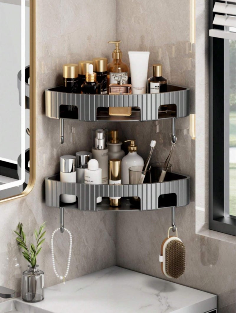 NAALSA - Delta 2Pc self Adhesive Bathroom Corner Shelf, Rack for Home and Kitchen Plastic (2) - Image 1