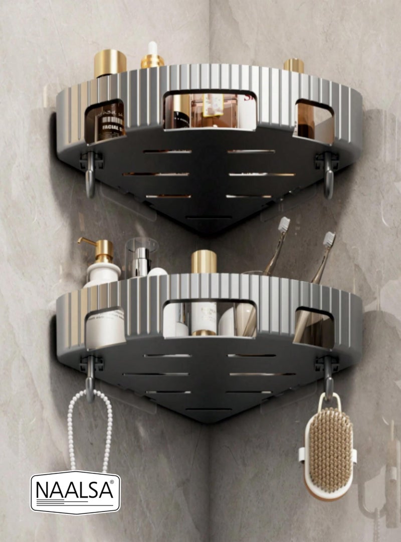 NAALSA - Delta 2Pc self Adhesive Bathroom Corner Shelf, Rack for Home and Kitchen Plastic (2) - Image 3