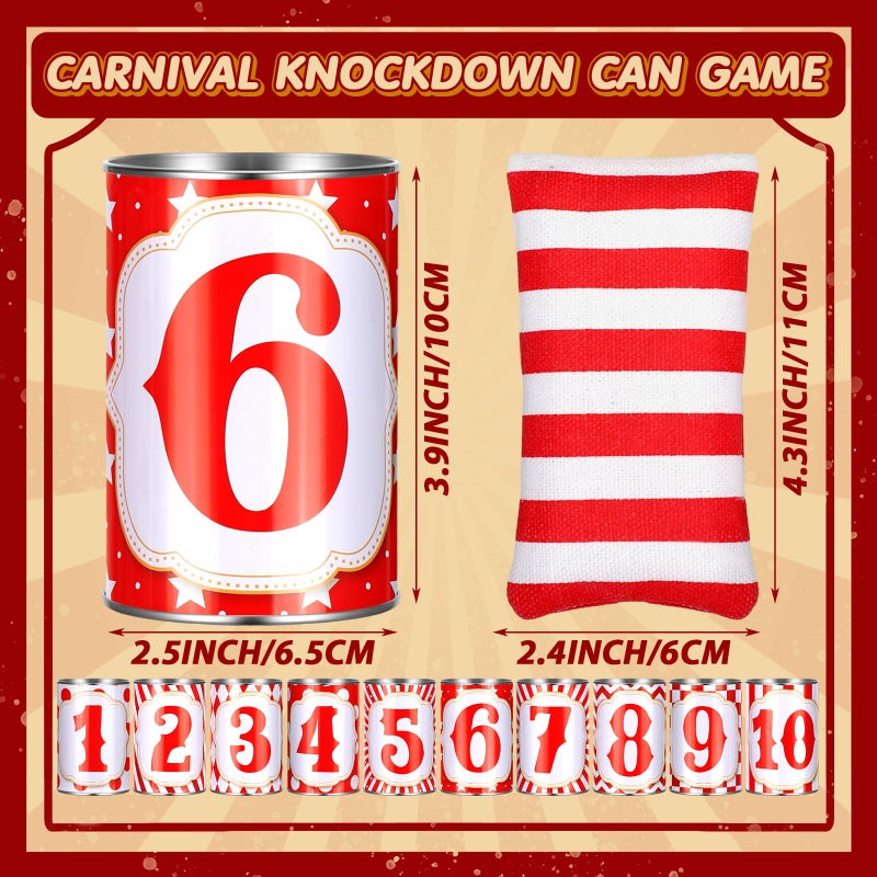 PullCrease 14 Pcs Carnival Bean Bag Toss Games with 10 Carnival Can 3 Bean Bag and 1 Banner for Family Party Birthday Easter Outdoor Activities - Image 2