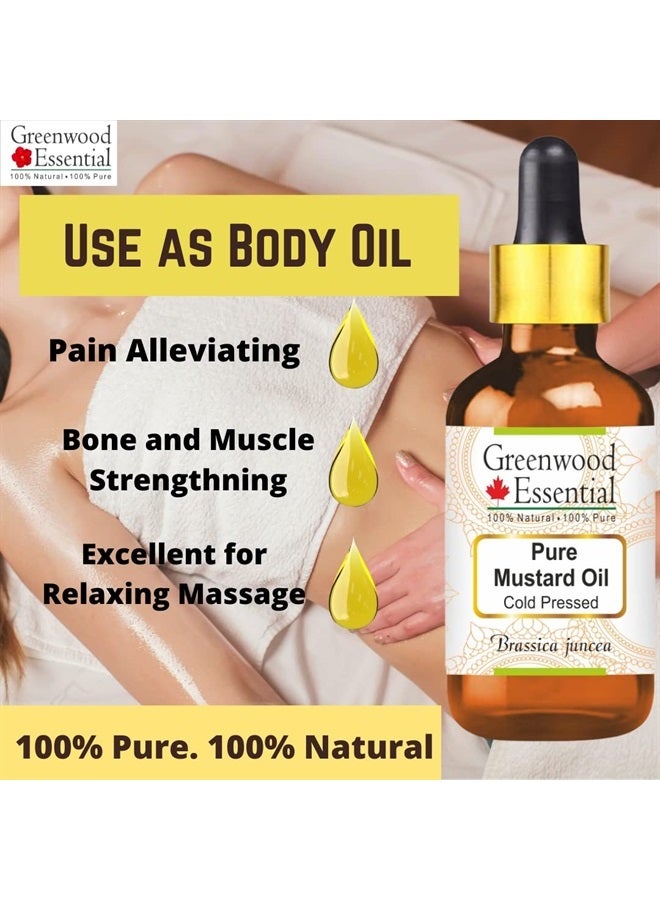 Greenwood Essential Pure Mustard Oil (Brassica juncea) Cold Pressed for Skin and Hair 50ml(1.69 oz) - Image 2