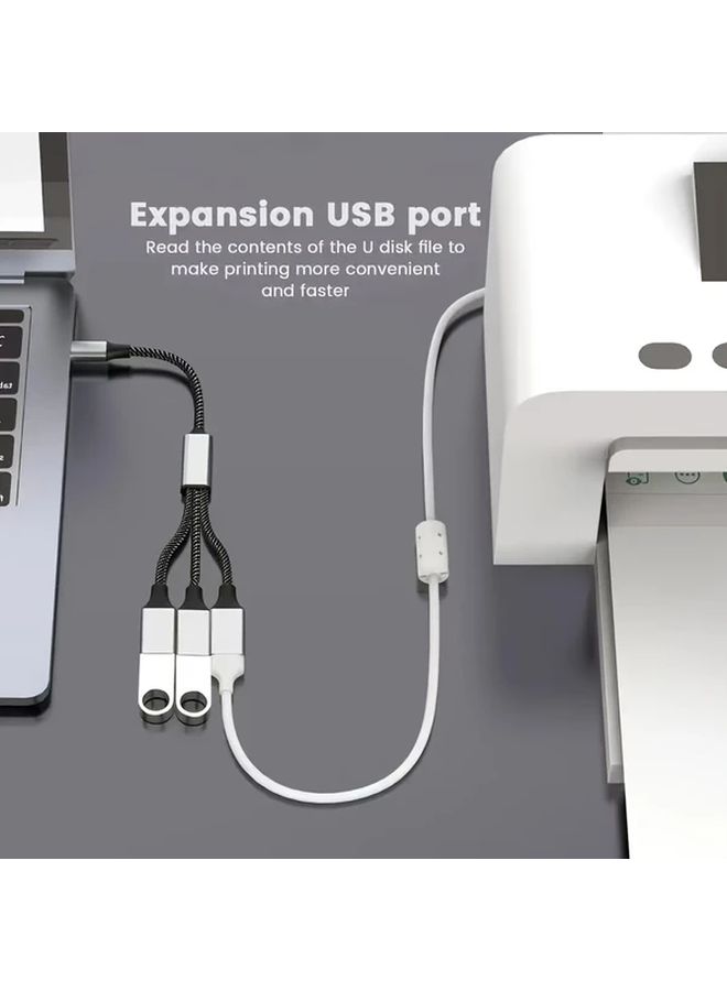 أسود 3 في 1 محور USB C محول متعدد المنافذ مع منفذي USB C و USB A منفذ OTG محول - Image 3