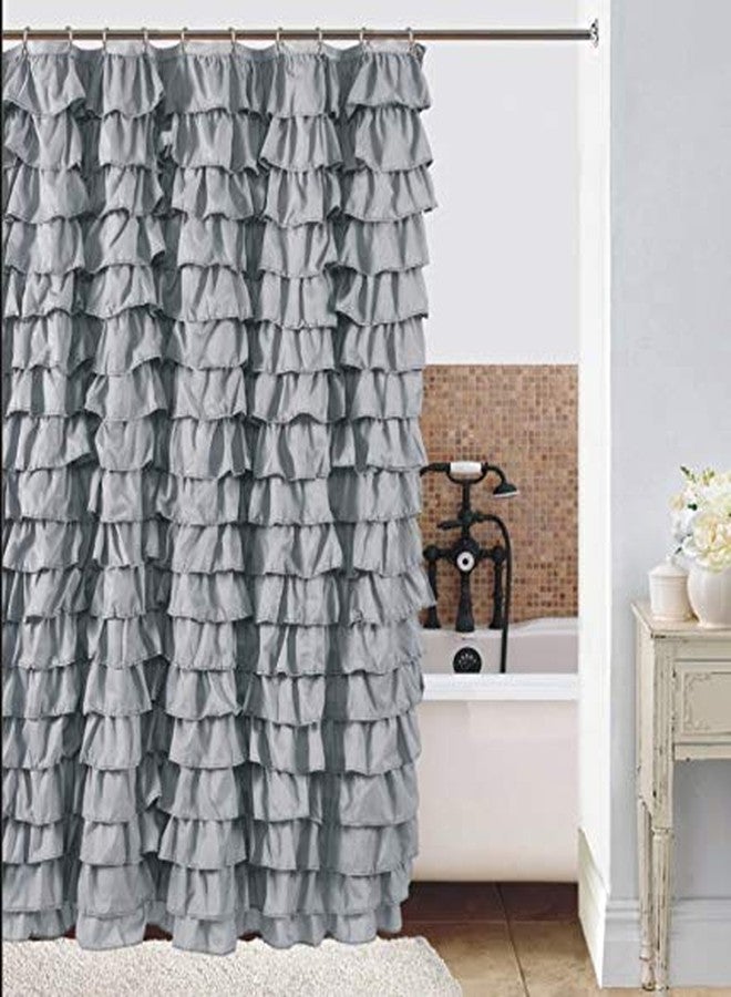 spring Home Waterfall Silver Ruffled Shower Curtain Size 72 x 72 inch - Image 3