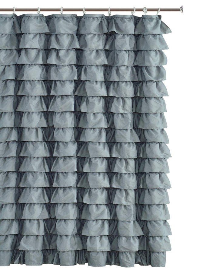 spring Home Waterfall Silver Ruffled Shower Curtain Size 72 x 72 inch - Image 4