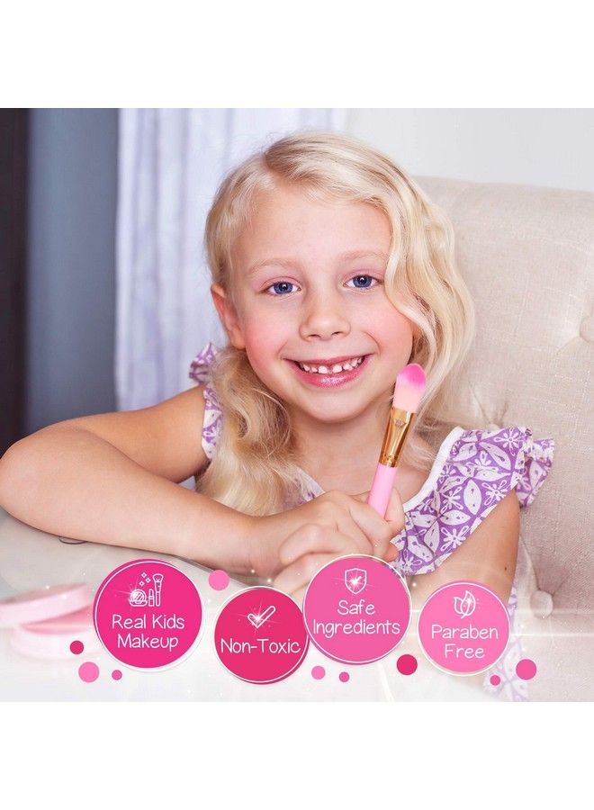 Kids Real Makeup Kit For Little Girls: With Pink Unicorn Bag Real, Non Toxic, Washable Make Up Toy Gift For Toddler Young Children Pretend Play Set Vanity For Ages 3 4 5 6 7 8 9 10 Years Old  - Image 3