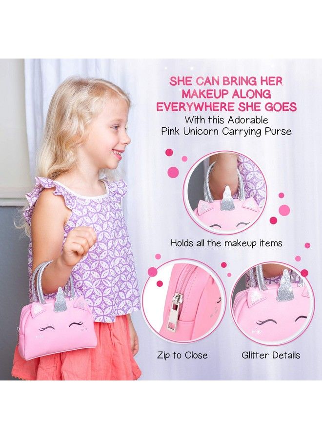 Kids Real Makeup Kit For Little Girls: With Pink Unicorn Bag Real, Non Toxic, Washable Make Up Toy Gift For Toddler Young Children Pretend Play Set Vanity For Ages 3 4 5 6 7 8 9 10 Years Old  - Image 5