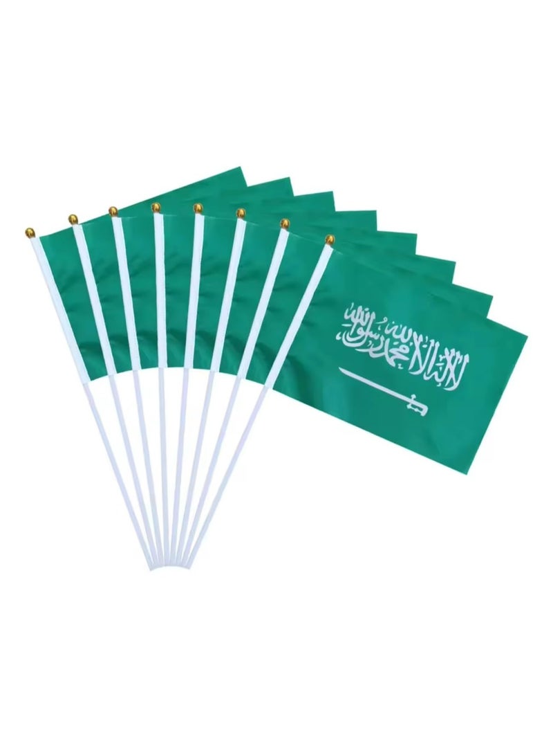 10PCS Pole Stick Handheld Flags World Country National Teams Flags in Hand, for Match, Football Party, Restaurant, Bar Decoration (SAUDI) - Image 2