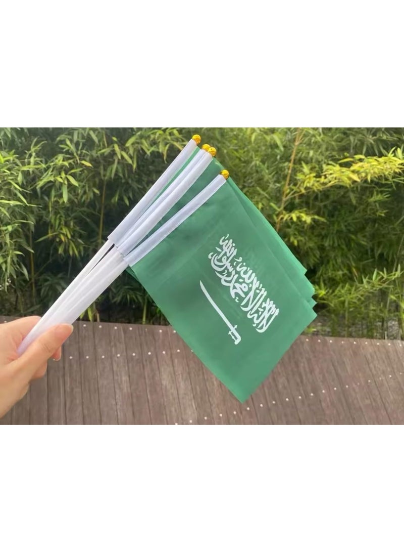10PCS Pole Stick Handheld Flags World Country National Teams Flags in Hand, for Match, Football Party, Restaurant, Bar Decoration (SAUDI) - Image 1