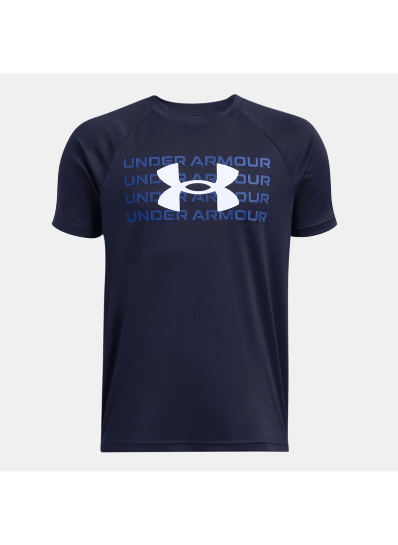 UNDER ARMOUR Kids' UA Tech Wordmark Logo Training T-Shirt